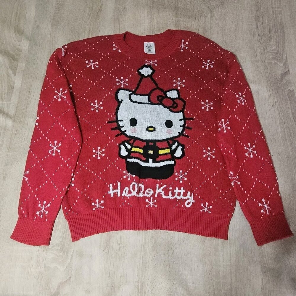 Sanrio Hello Kitty Sweater Womens XXL 20  Red Christmas Snowflakes Holiday
